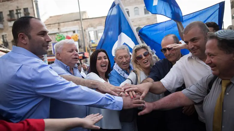 Regev (3rd from left) with supporters in Jerusalem