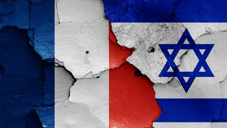 France, Israel on crumbling background