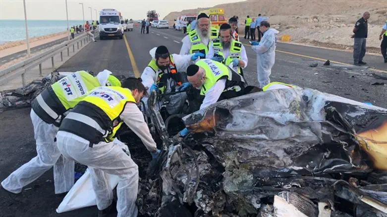 רכבה של משפחת עטר לאחר התאונה