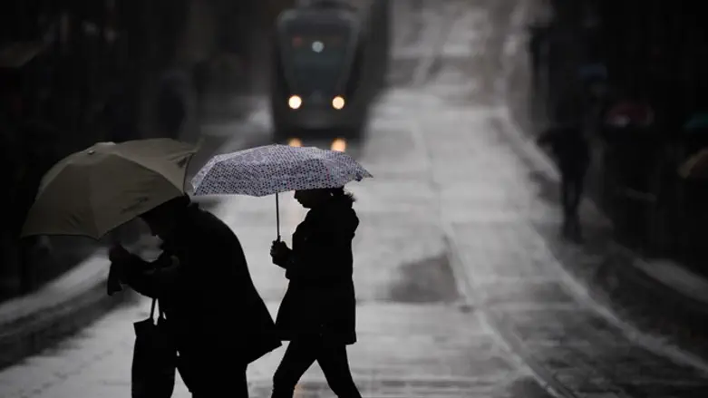 Rain on Jerusalem's Jaffa Street