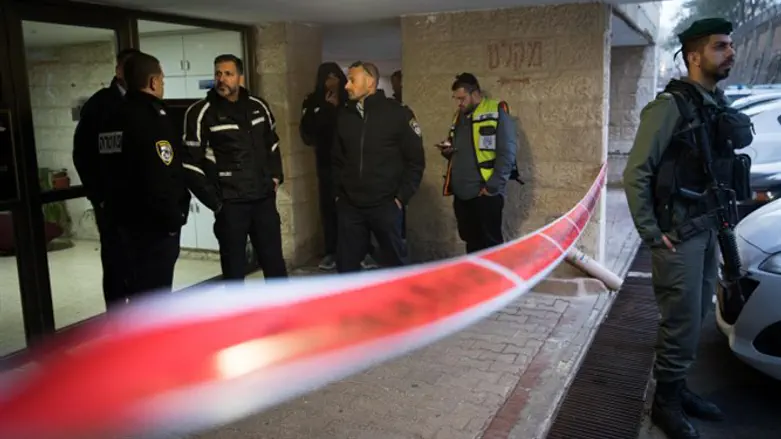 Entrance to building where double murder took place