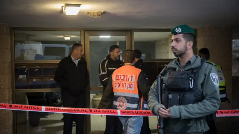 Entrance of building where slain couple was found