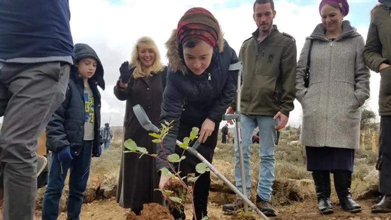 Амихай и Шира Иш-Ран сажают дерево в память о погибшем младенце