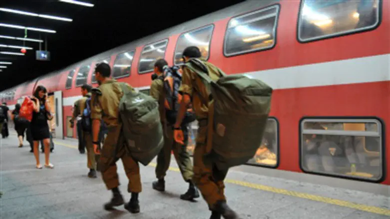 Soldiers at train station