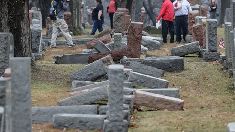 Toppled Jewish headstones (illustrative)