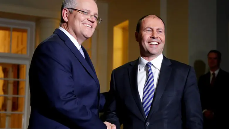 Australian PM Scott Morrison with Treasurer Josh Frydenberg