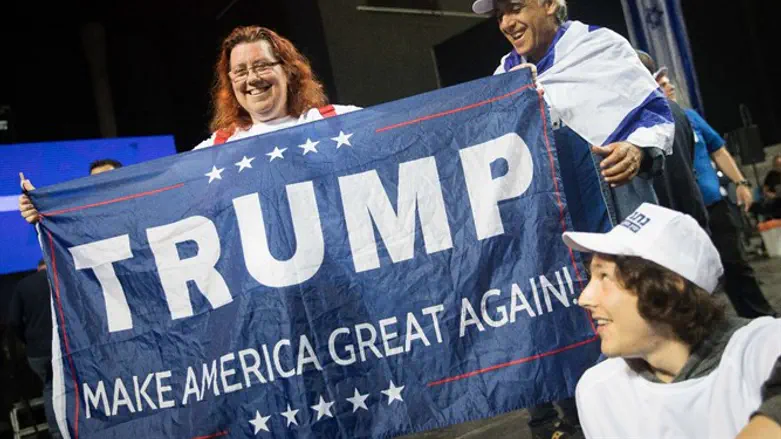 Trump flag at Likud victory celebration