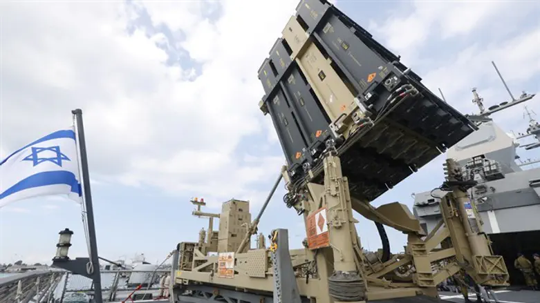 Iron Dome interceptor system mounted on Israeli missile boat 