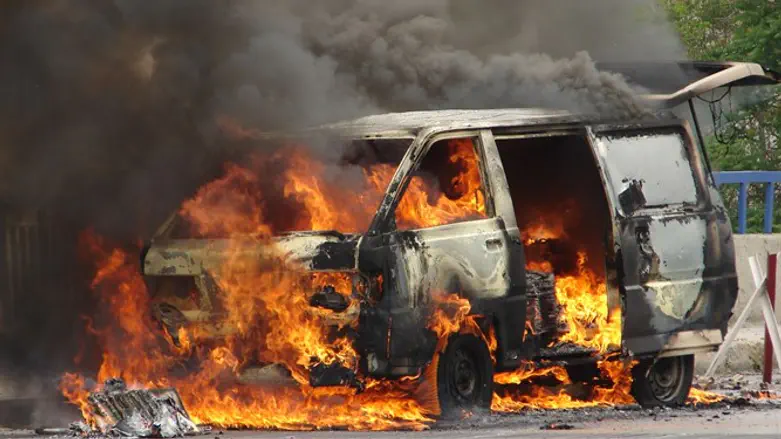 Burning van (stock image)