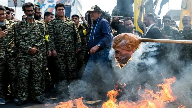 Demonstrators in Iran burn mask of Donald Trump on Al Quds Day May 31st 2019