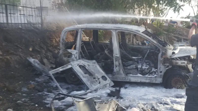 The burned car