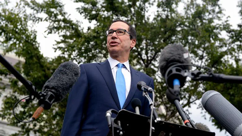 U.S. Treasury Secretary Steve Mnuchin speaks to reporters outside White House