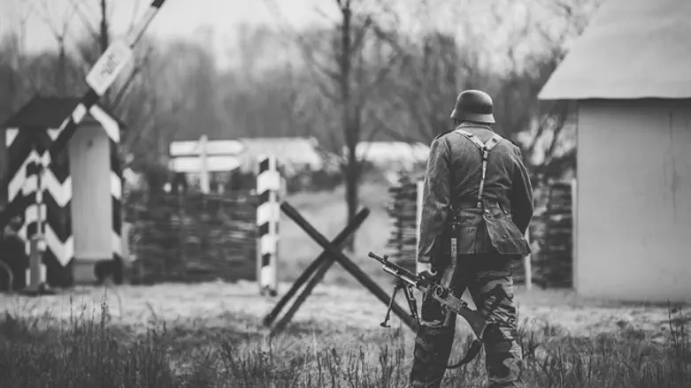 Re-enactment of German soldier in World War II