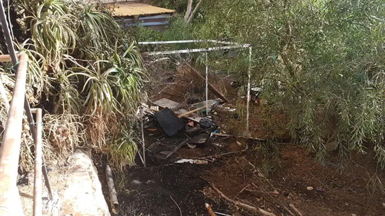 Scene of the fire, as seen Tuesday morning