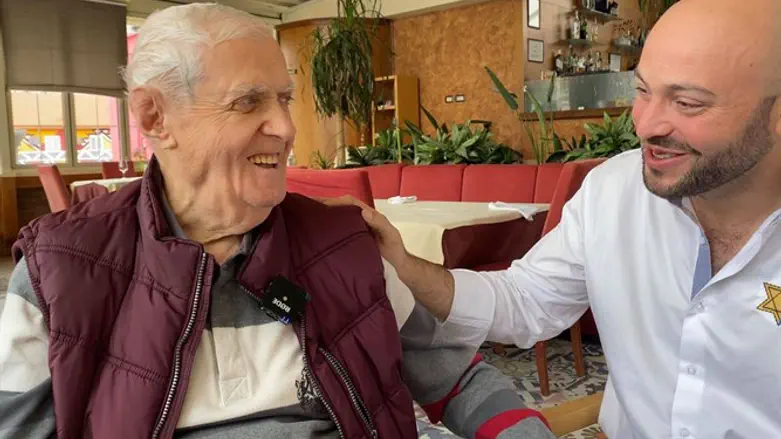 Xhemal Veseli, left, with Jonny Daniels in Tirana, Albania