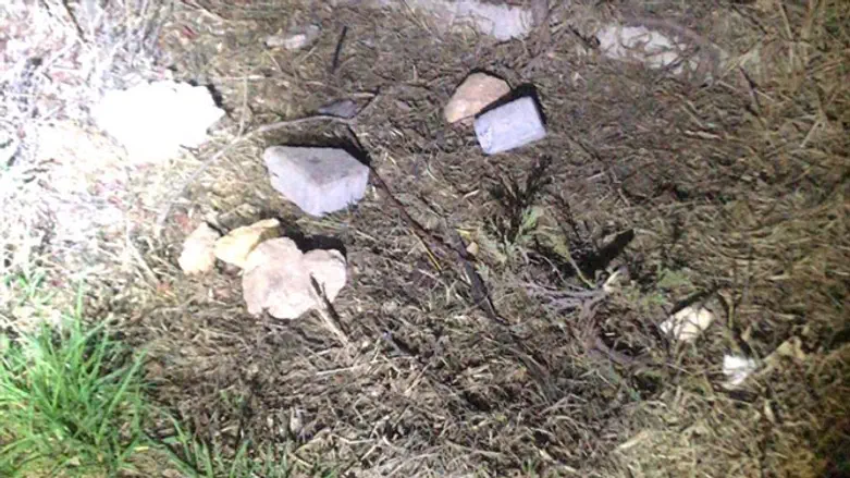Rocks located by police forces after attackers left the scene