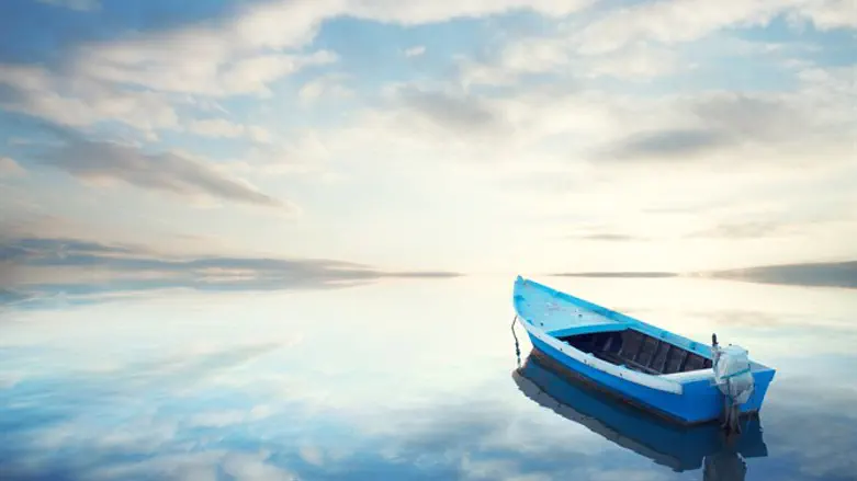 Лодка в море. Иллюстрация