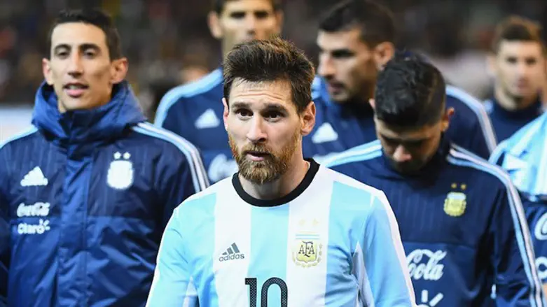 Lionel Messi shown with his Argentina national team teammates