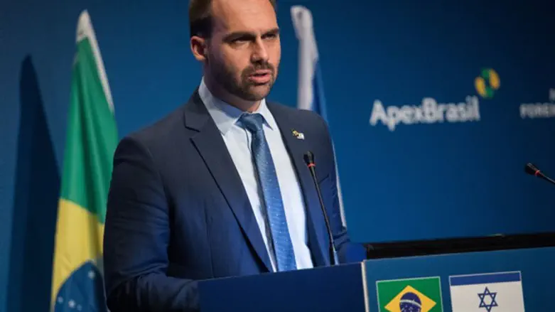Eduardo Bolsonaro speaks at opening of Brazilian trade office in Jerusalem