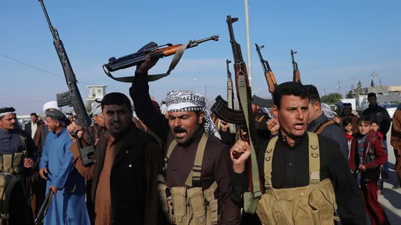 Protesters on the outskirt of Kerbala, Iraq