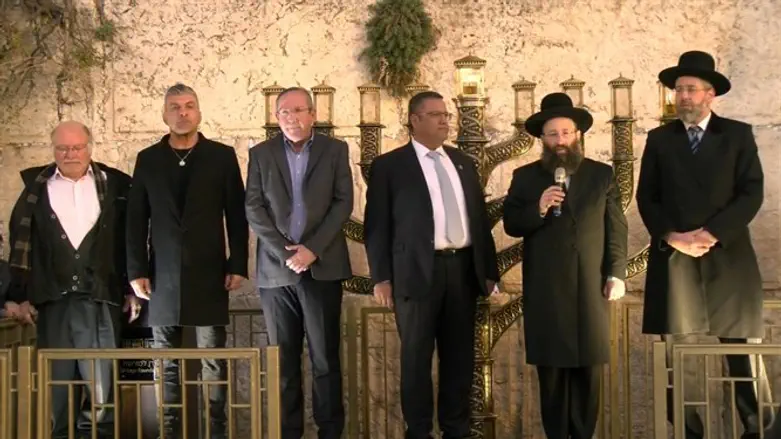 Hanukkah candle lighting at the Western Wall