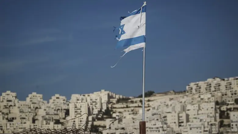 Israeli flag at construction site in Har Homa