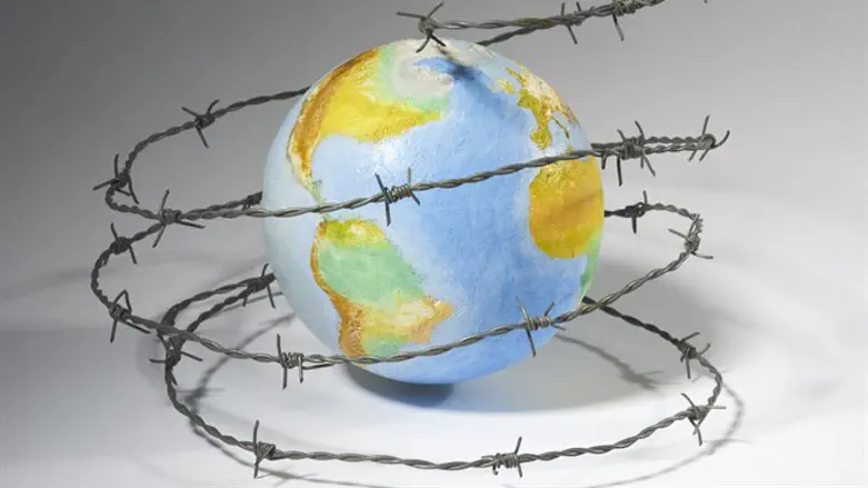 Earth encircled with barbed wire
