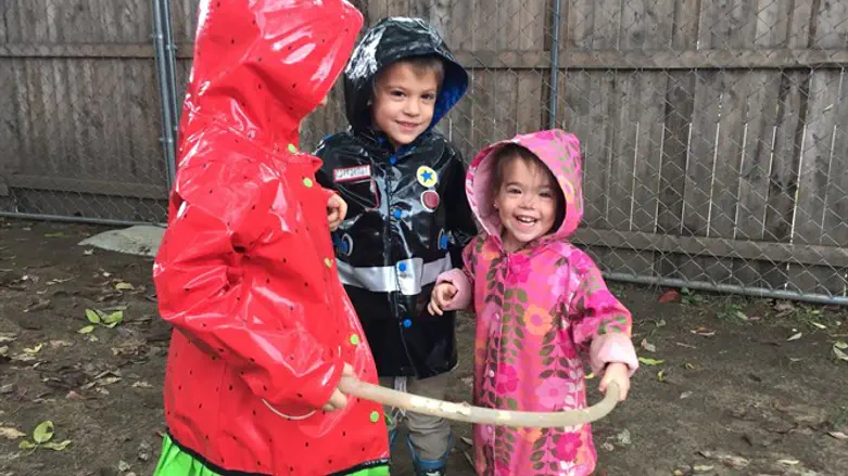 Kids at the Chabad-run preschool in Burlington, Vermont, play in the yard.