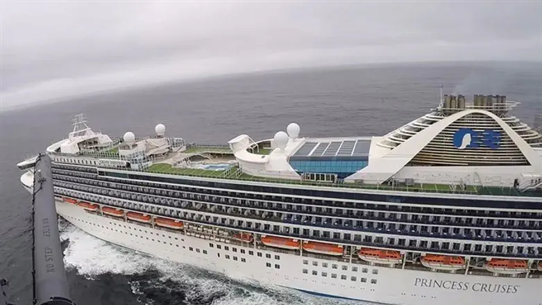 Grand Princess cruise ship circles off the coast of California