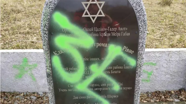 Desecrated Holocaust memorial in Ukraine