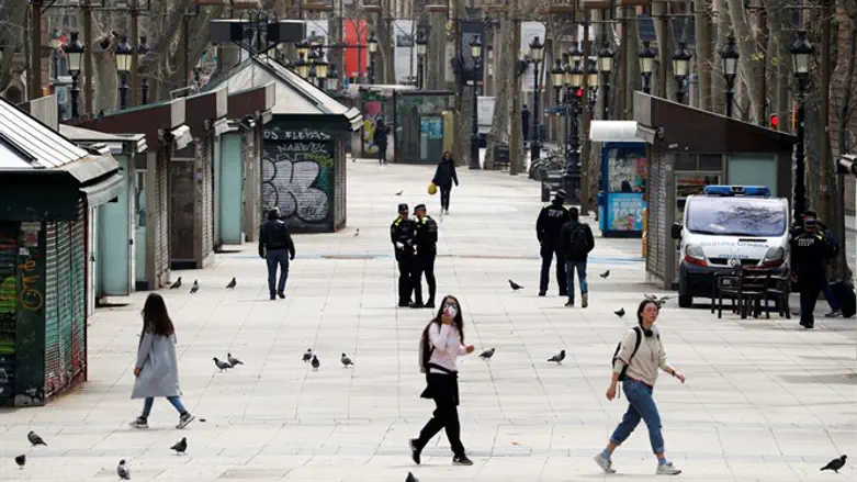 Barcelona, with streets emptied due to coronavirus