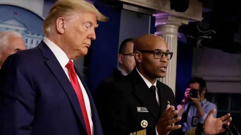 President Trump and Surgeon General Jerome Adams