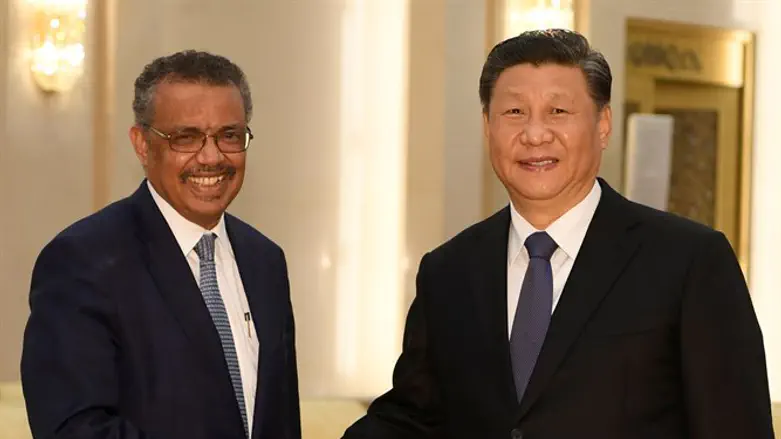 Tedros Adhanom shakes hands with China President Xi Jinping