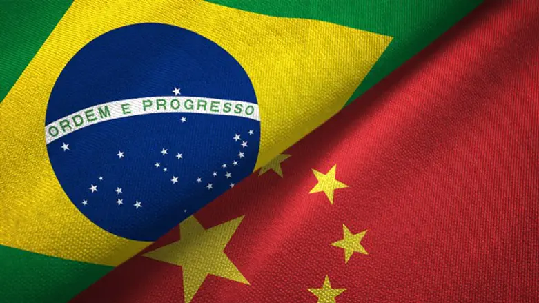 Chinese and Brazilian flags