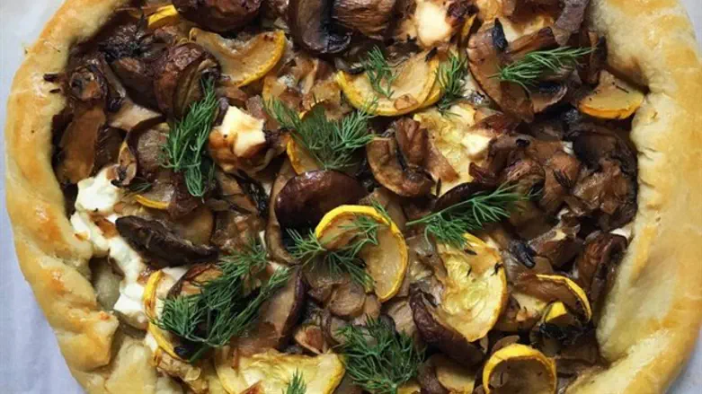 Savory Portobello, Summer Squash and Goat Cheese Olive Oil Galette