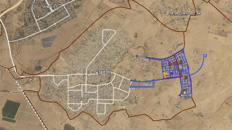 היישוב הבדואי החדש כפי שסומן במפות