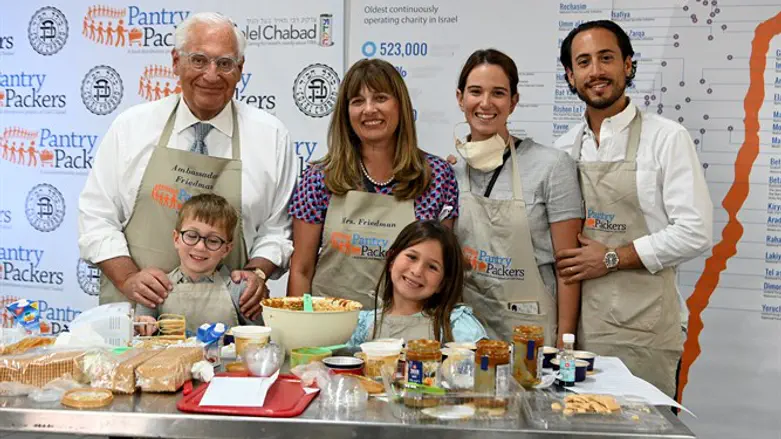 Ambassador David Friedman with his family at Pantry Packers