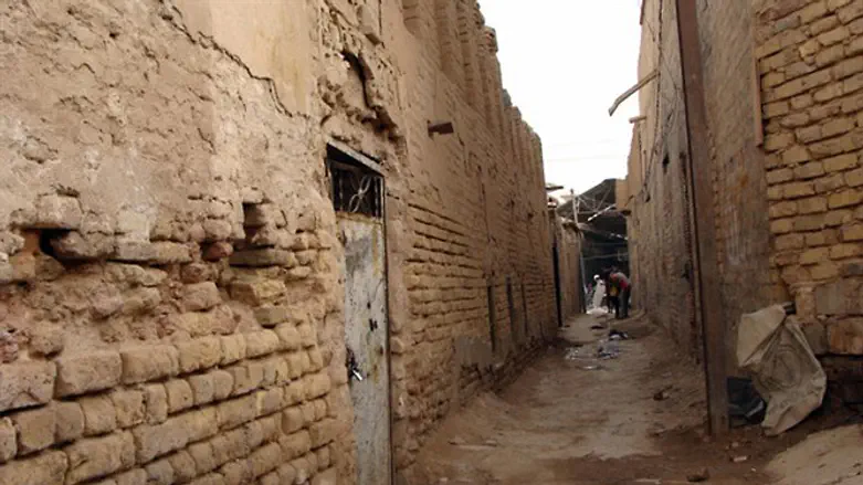 The entrance of an abandoned Jewish synagogue in Fallujah, west of Baghdad, Iraq
