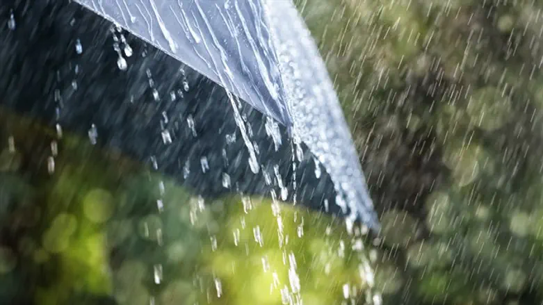 Rain on umbrella