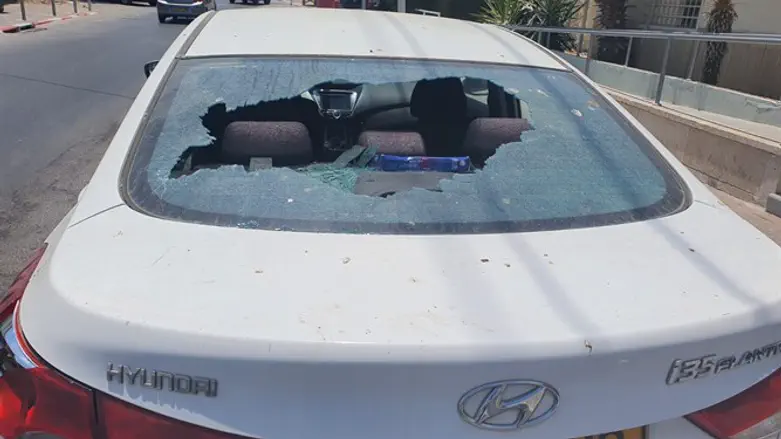 Aharon Attias' vehicle, after the Arab's violent attack