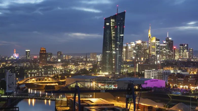 A view of the Frankfurt skyline, May 8, 2020.