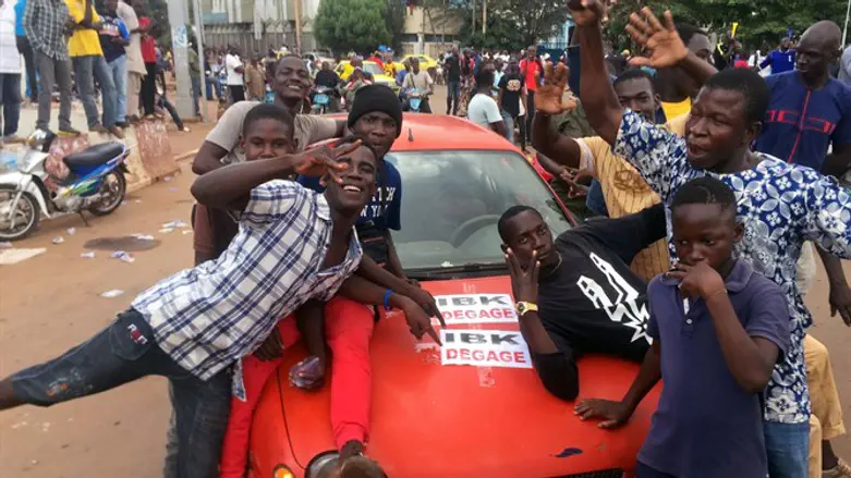 Opposition supporters at Independence Square in Bamako, Mali
