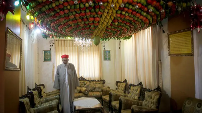 Member of the Samaritans in a 'fake' sukkah
