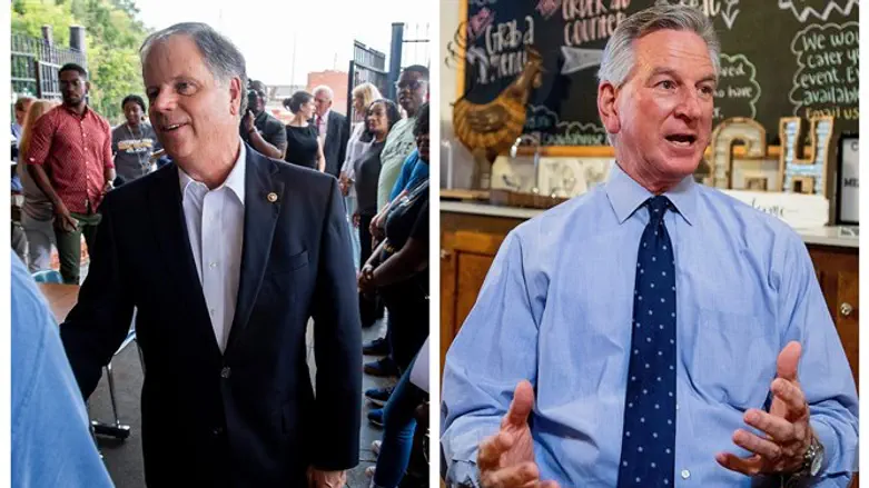 Democrat Doug Jones (left) vs Tommy Tuberville (right) in Alabama Senate race