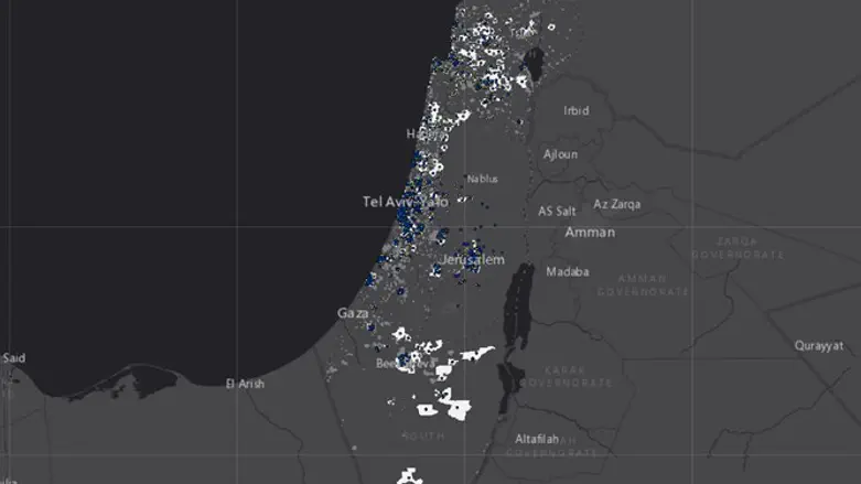 מפת התחלואה המצטברת לפי אזור סטטיסטי