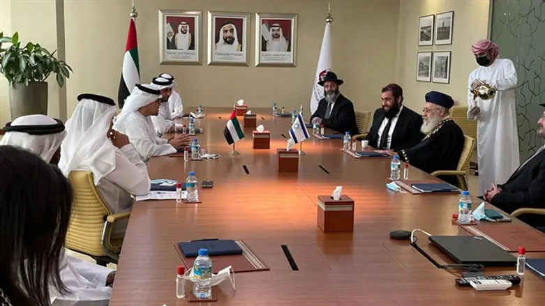Rabbi Yitzhak Yosef with senior members of Emirati royal family