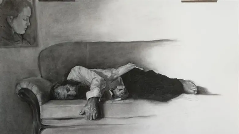 הציור של נוחעם על הספה - האהוב על מנחם